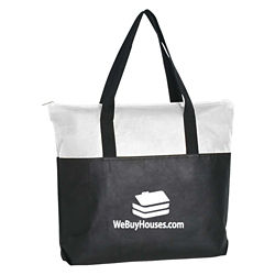 Customized Black Tote Bag with Zippered Top