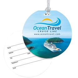 Customized Round Luggage Tag with Clear Strap - Full Colour
