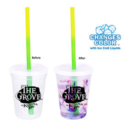 Customized 12 oz Rainbow Confetti Mood Cup with Straw