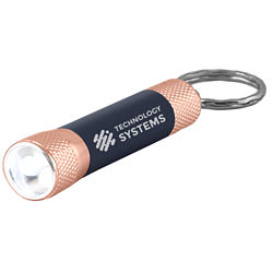 Customized Soft Touch 3 LED Flashlight Keychain with Rose Gold Trim