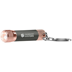 Customized Mineral Soft Touch 3 LED Flashlight Keychain with Rose Gold Trim