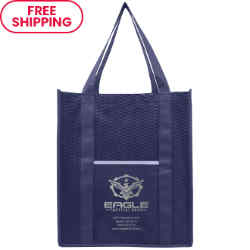 Customized Large Shopping Tote with Wave Pattern & Metallic Imprint