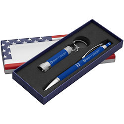 Customized Diamond Pen & Flashlight Set in Patriotic Gift Box
