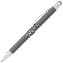 Customized Soft Touch Arlington Stylus Pen with Matte Silver Trim