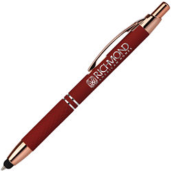 Customized Soft Touch Mykel Pen with Stylus Tip & Rose Gold Finish