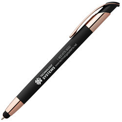 Customized Soft Touch Evelyn Pen with Stylus Tip & Rose Gold Trim