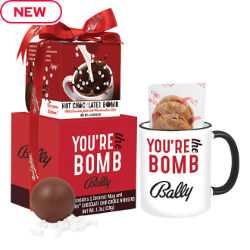 Customized Mrs. Fields® Hot Chocolate Bomb with Mug & Cookies