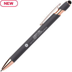 Customized Alpha Soft Touch Gel Pen with Rose Gold Trim