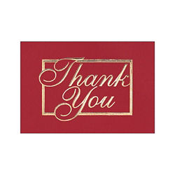 Customized Red and Gold Thank You Greeting Card