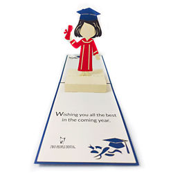 Customized Pop-Up Female Graduate Greeting Card