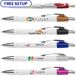 Customized Full Color White Ellis Metal Stylus Pen