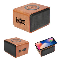 Customized Wood Bluetooth Speaker with Wireless Charging Pad
