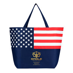 Customized Tote Bag with Patriotic Flag & Metallic Imprint