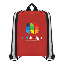 Customized Full Colour Inkjet Polyester Drawstring Bag with Reflective Stripes
